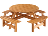 8-Person Round Picnic Table Set Circular Patio Dining Camping Table with Benches