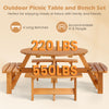 Round picnic table set with 4 benches, crafted from fir wood, accommodates 4-8 people for outdoor dining.