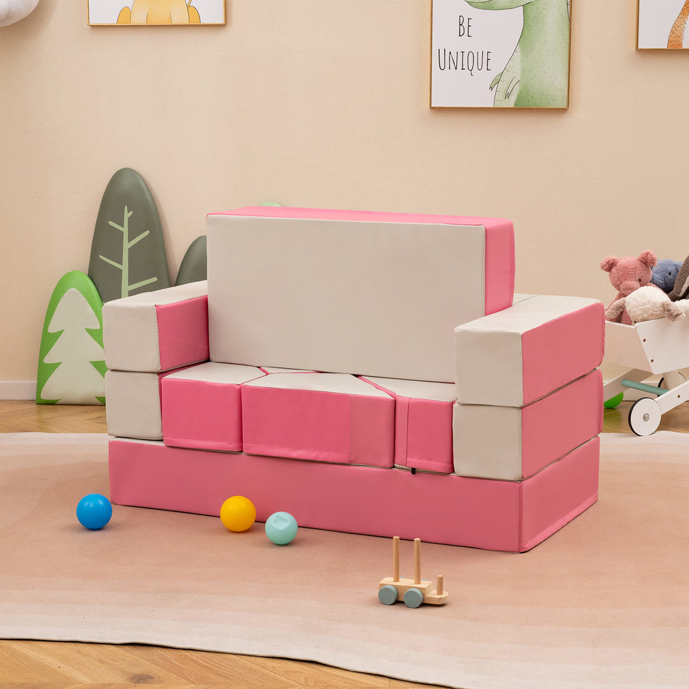 8-Piece 4-in-1 Kids Climb and Crawl Foam Playset-Pink - Gallery View 1 of 2