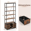 Dimensions of the 8-tier bookshelf with 4 fabric drawers, showcasing height, width, and depth for tailored space.