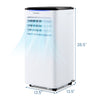 Portable 8000 BTU air conditioner with fan and dehumidifier, featuring a sleek design and adjustable louvers for.