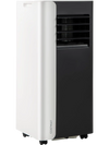 8000 BTU portable air conditioner in black and white, featuring remote control, fan, and dehumidifier modes for.