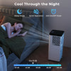 Portable 8000 BTU air conditioner in sleep mode, designed for large rooms up to 350 sq. ft., ensuring quiet comfort.