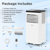 8000 BTU portable air conditioner with remote control, window kit, and 10 ft drain hose for easy installation and.