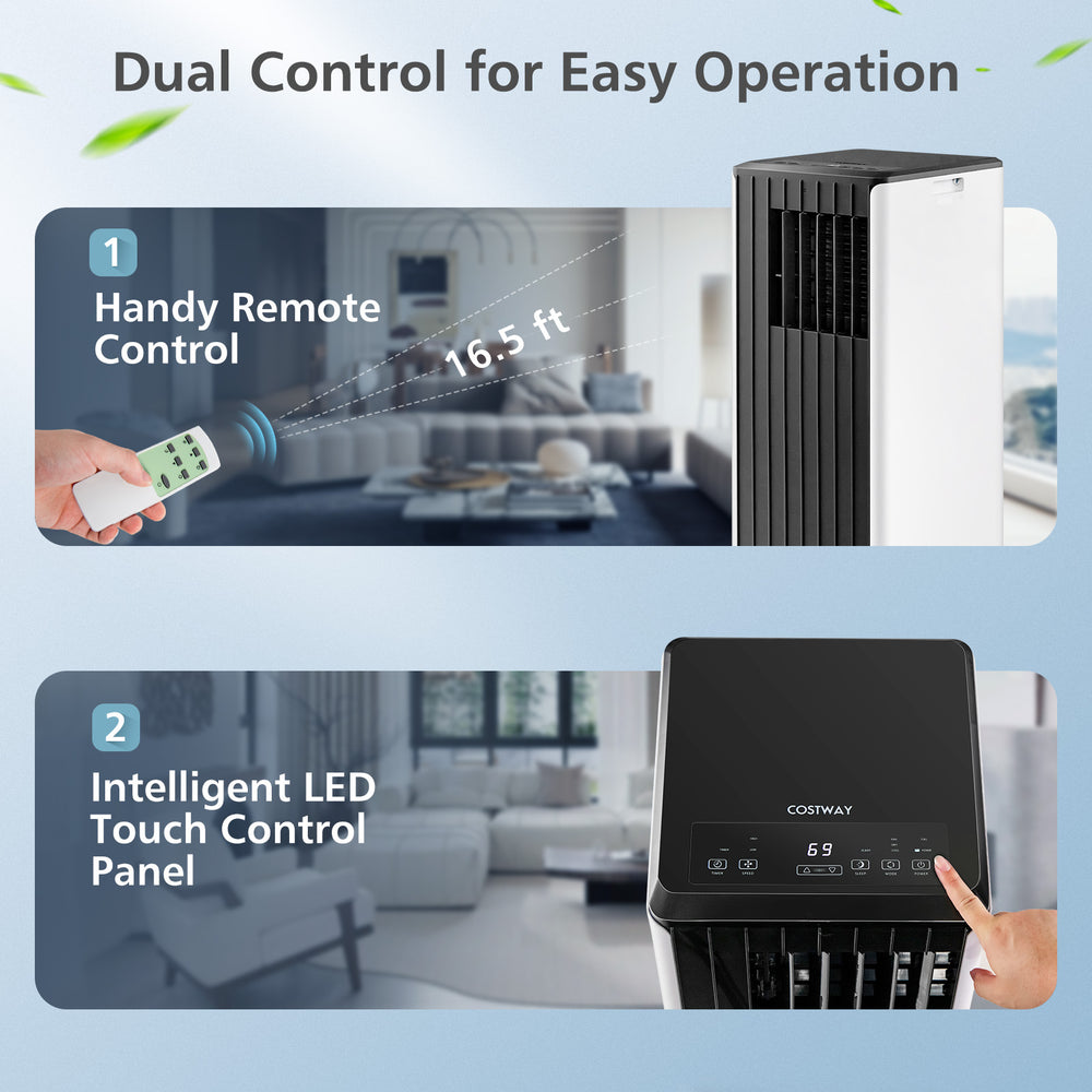 Close-up of the intelligent LED touch control panel of the 8000 BTU portable air conditioner for easy operation.