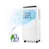 Portable 8000 BTU air conditioner with remote control, cooling up to 250 sq. ft., featuring a sleek design and easy.