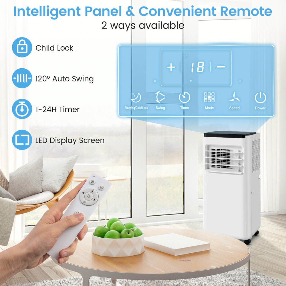 8000 BTU Portable Air Conditioner with Remote Control Cools up to 250 Sq.Ft - Gallery View 1 of 15