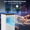 8000 BTU portable air conditioner with remote control, designed for quiet operation, ideal for cooling up to 250 sq. ft.