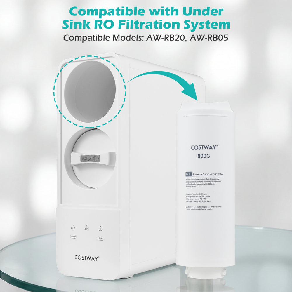 800 GPD replacement RO filter for AW-RB20/AW-RB05, featuring BPA-free housing and high flow rate for clean drinking.