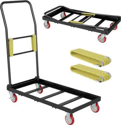 Costway 800 lbs Folding Hand Truck Dolly Cart w/ Handle & 2 Elastic Ropes 53269655 New