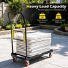 Folding hand truck with handle, black, supports 800 lbs working weight and features 1800 lbs static capacity for easy transport.