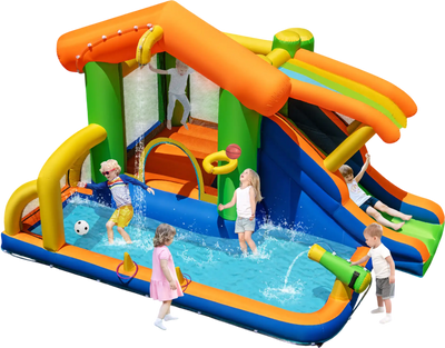 Costway Inflatable Bounce House Water Park Slide w/ 480W Blower 65352607 New