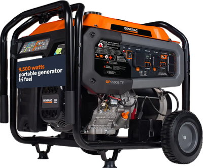 Generac GP9500E TF 8061 9500W/12500W Generator Tri-Fuel Gas Propane Natural Gas 50A COSense Electric Start CARB RFB