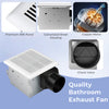 Ceiling mount bathroom exhaust fan with galvanized housing, 80 CFM airflow, and advanced check valve for efficient.