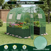 Walk-in greenhouse with heavy-duty PE cover, featuring large plant bed and mesh windows for pest control and ventilation.