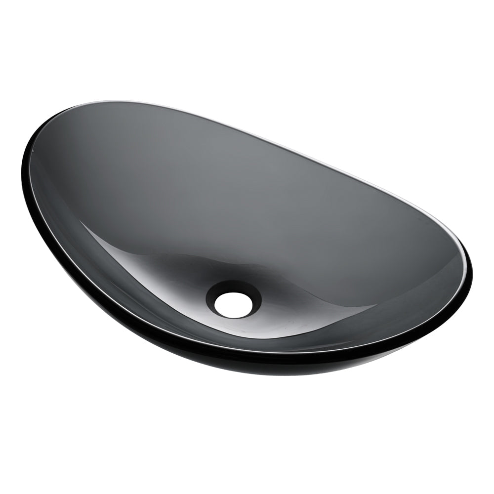 Yescom Oval Tempered Glass Bathroom Vanity Sink Grey 22x14" New