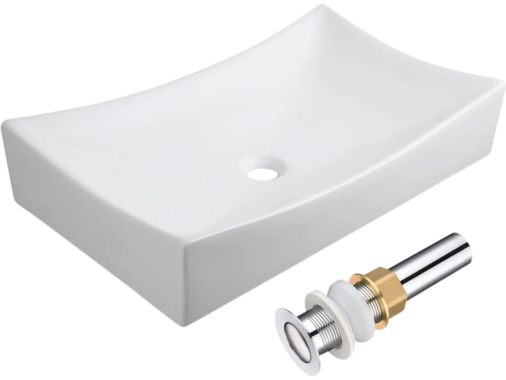 Yescom Rectangular Porcelain Sink Vessel 26" with Drain New