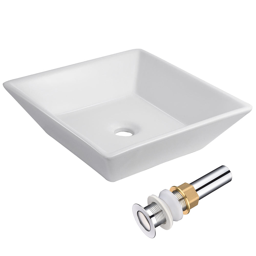 Yescom Bathroom Sink 16" Square Porcelain with Drain New