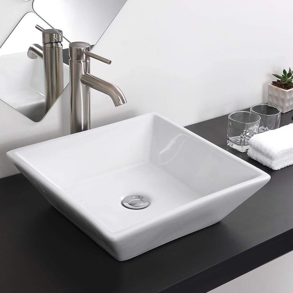 Yescom Bathroom Sink 16" Square Porcelain with Drain New