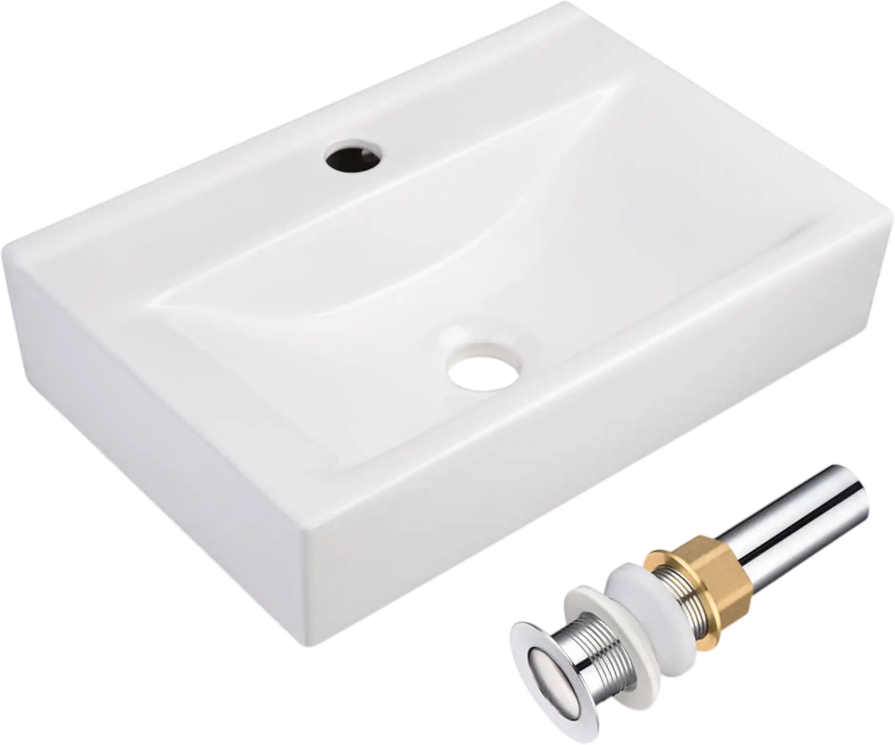 Yescom Porcelain Bathroom Sink w/ Drain Rectangular 18x12