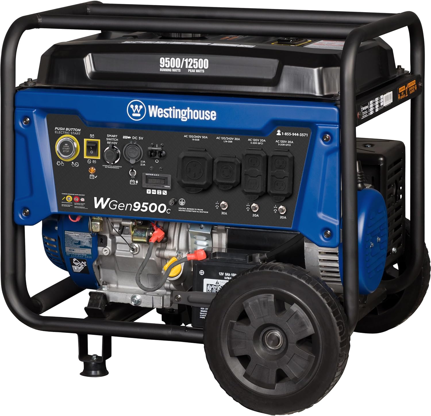 Westinghouse WGen9500c Generator 9500W/12500W 50 Amp Remote Start Gas with CO Sensor New