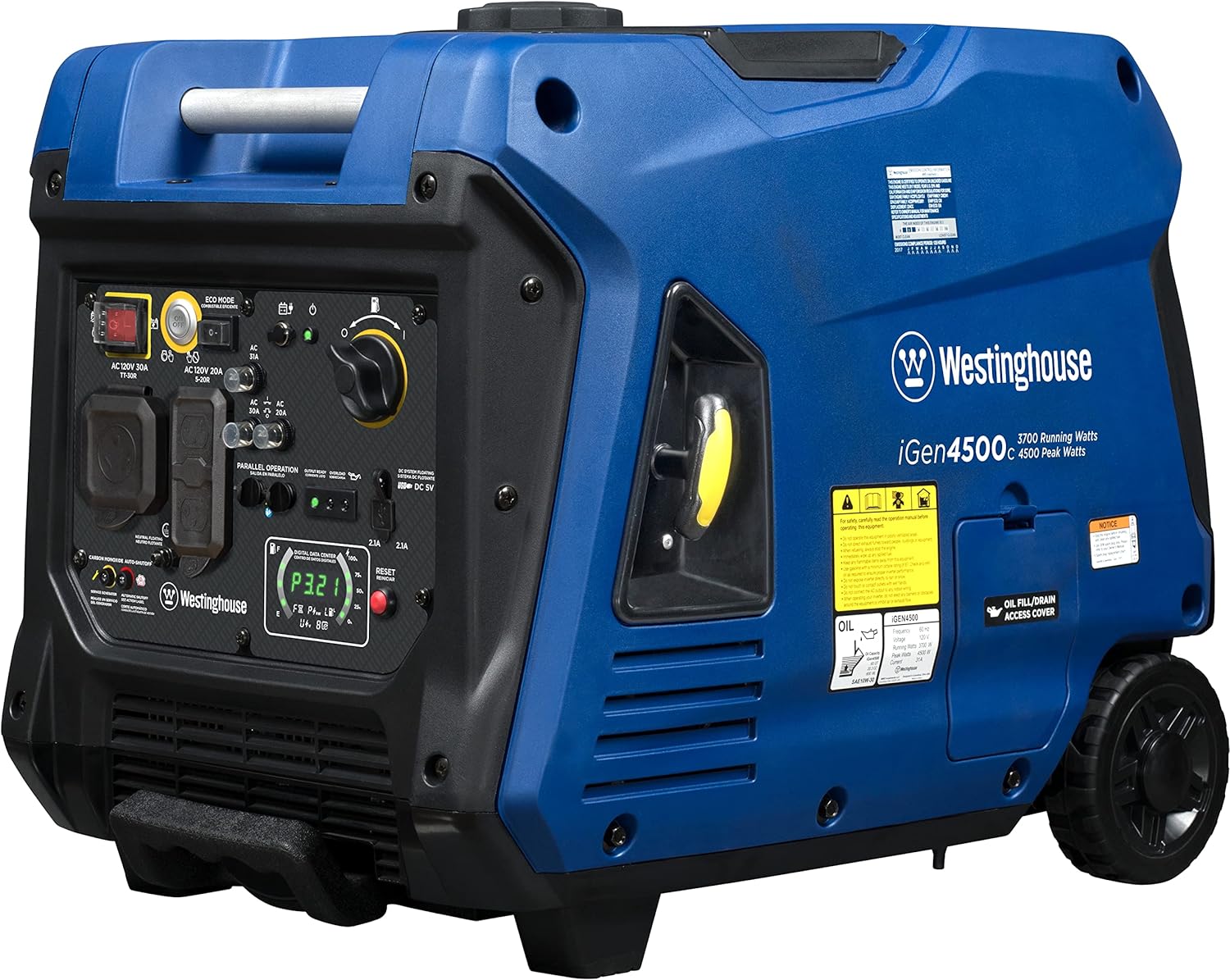 Westinghouse iGen4500c Inverter Generator 3700W/4500W 30 Amp Remote Start Gas with CO Sensor New