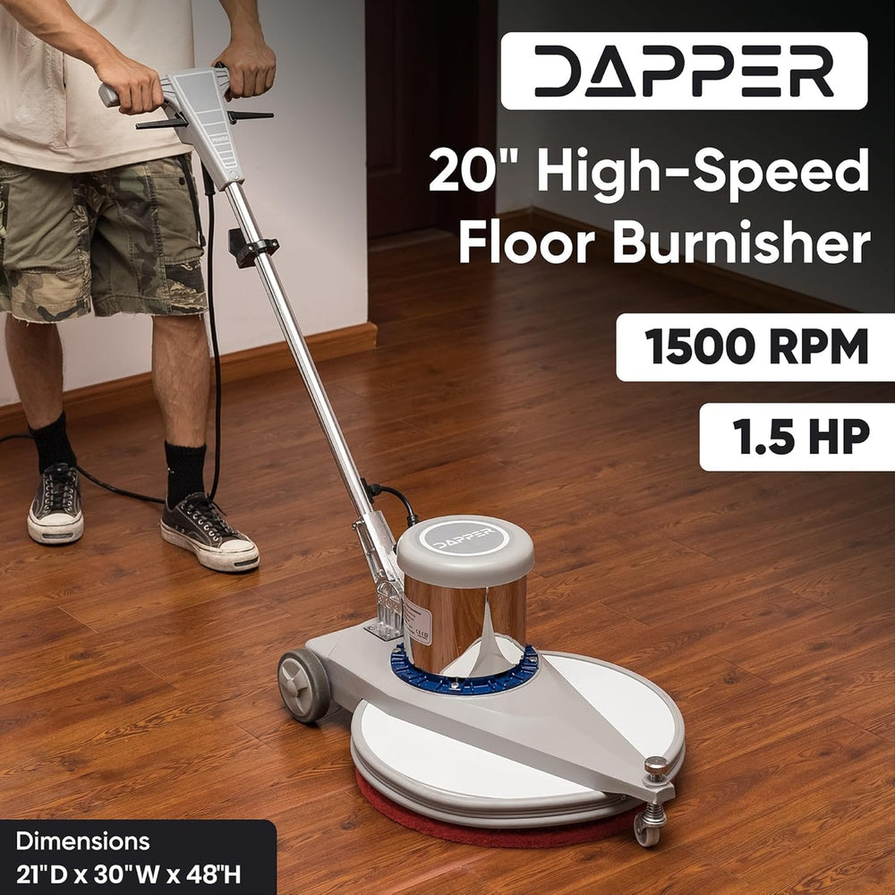 Dapper Supply Floor Burnisher 20" 1500 RPM High Speed with 3 Scouring Pads New
