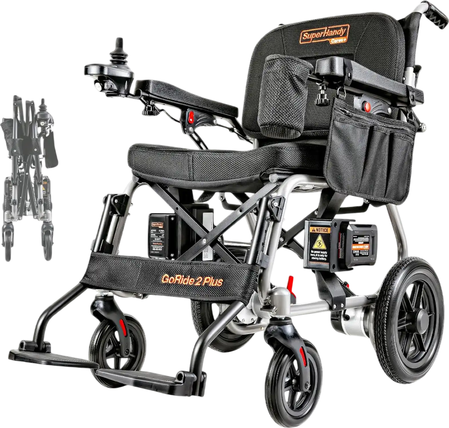 Super Handy GUT188 GoRide 2 Plus Electric Wheelchair Foldable Zero-Turn 3.7 MPH 4 Mile Range New