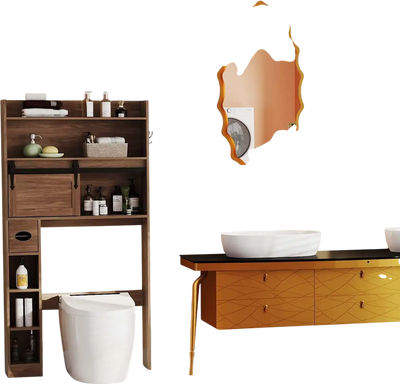 Costway 5-Piece Modern Bathroom Suite Over Toilet Cabinet Smart Bidet Oval Sink Floor Cabinet Clothes Dryer 51470384 New