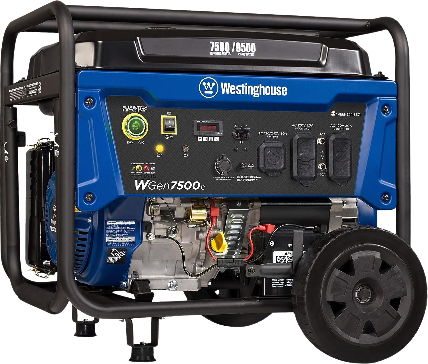 Westinghouse WGen7500c Generator 7500W/9500W 30 Amp Remote Start Gas with CO Sensor New