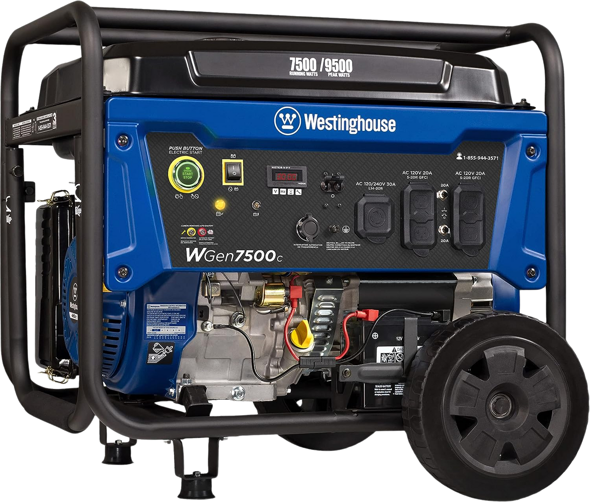 Westinghouse WGen7500c Generator 7500W/9500W 30 Amp Remote Start Gas w ...