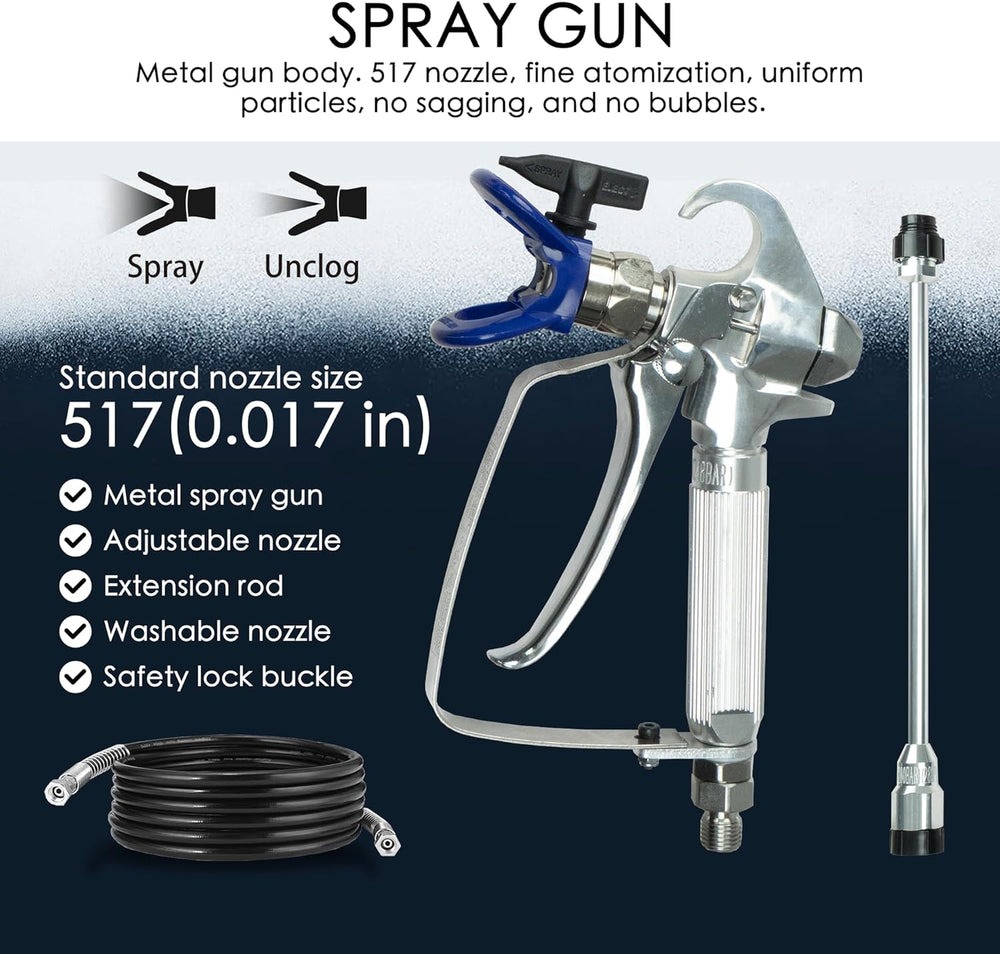 Kozyard Airless Paint Sprayer 3000 PSI with 650W Brushless Motor Adjustable Pressure New