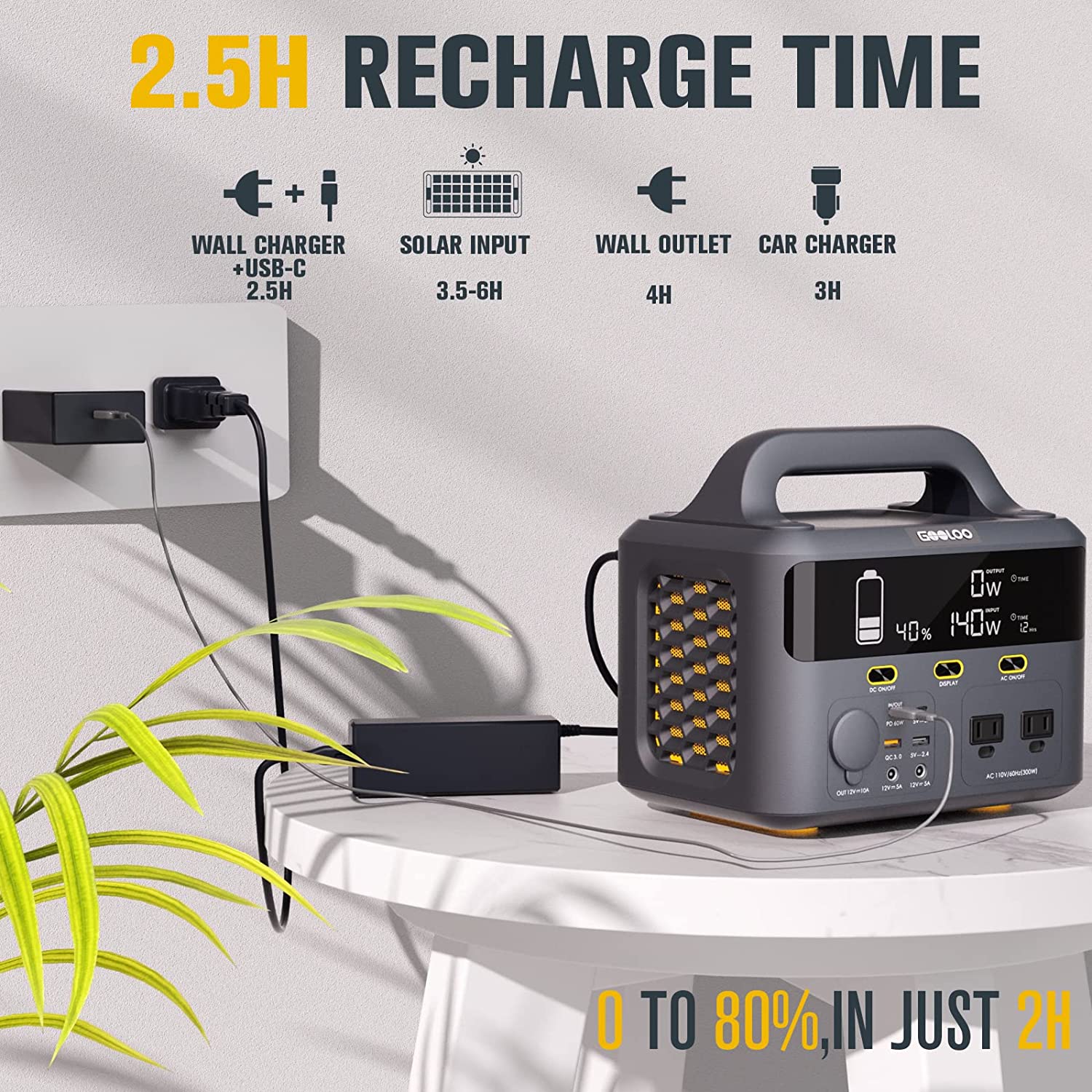 GOOLOO GTX300 Portable Power Station 299.52Wh 110V/300W