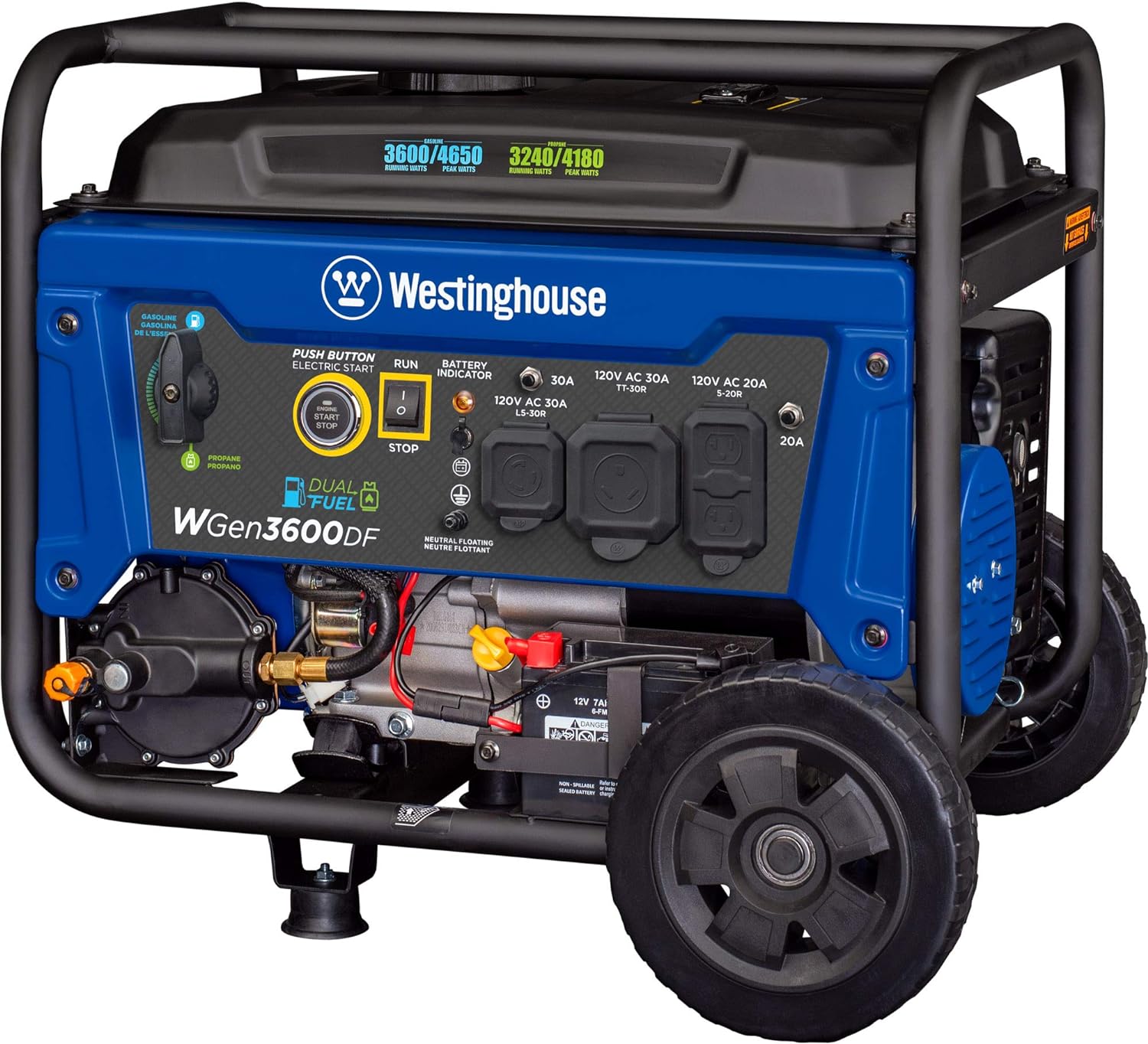 Westinghouse WGen3600DF Generator 3600W/4650W 30 Amp Remote Start Dual Fuel New