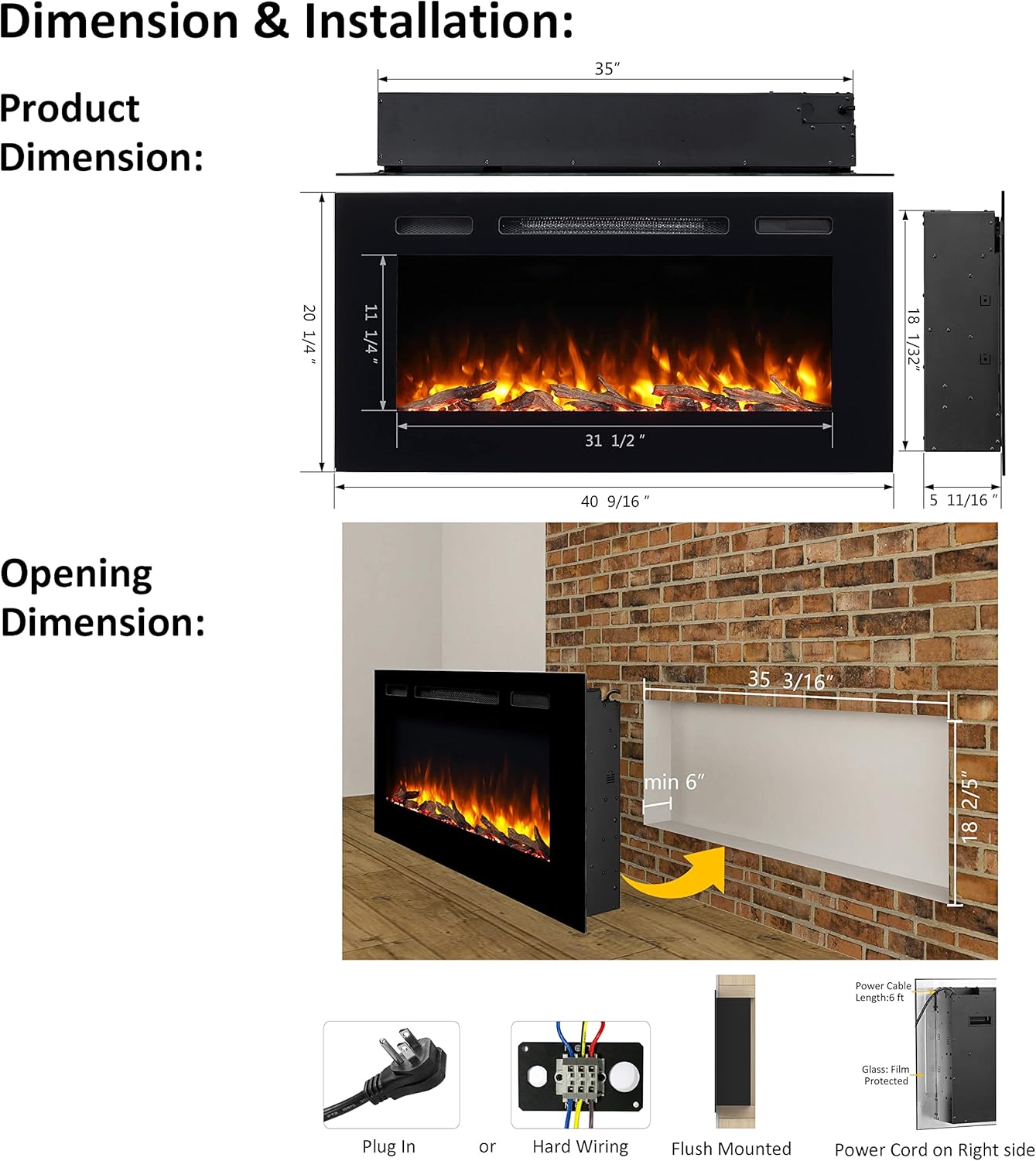 PuraFlame Alice Electric Fireplace 40
