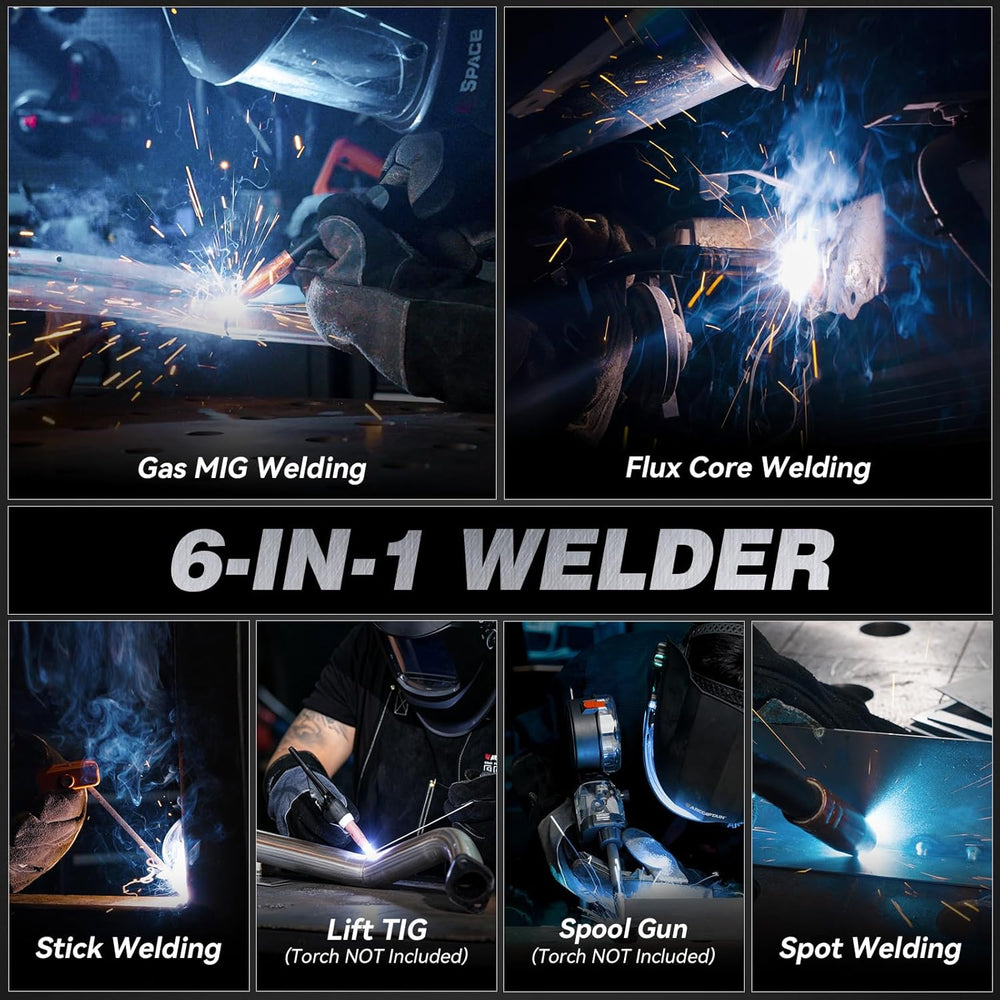 ARCCAPTAIN MIG180 MIG Welder 2T/4T 110V 220V LED Display 6-in-1 Welding Machine