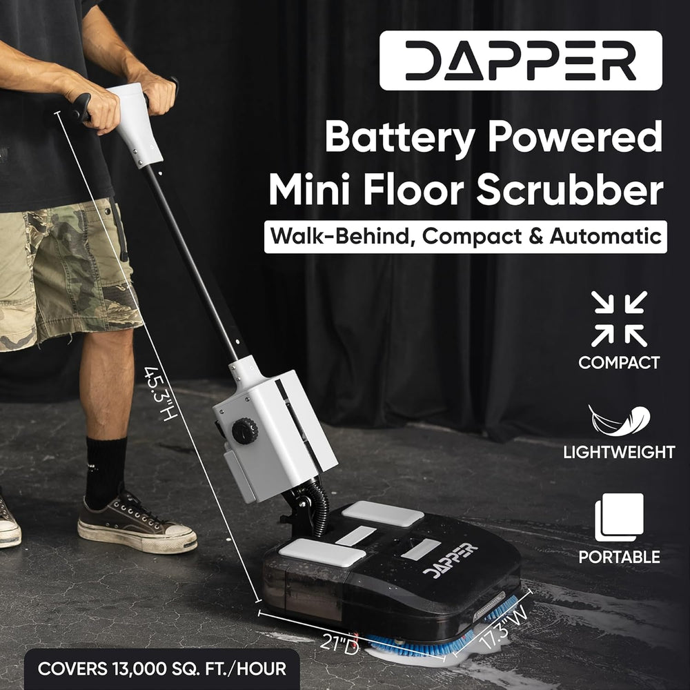 Dapper Supply Mini Automatic Floor Scrubber 16" Battery Powered 1 Gal. Tank New