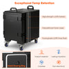 End-loading insulated food pan carrier with wheels, 81 quart capacity, durable LLDPE, ideal for transporting food.