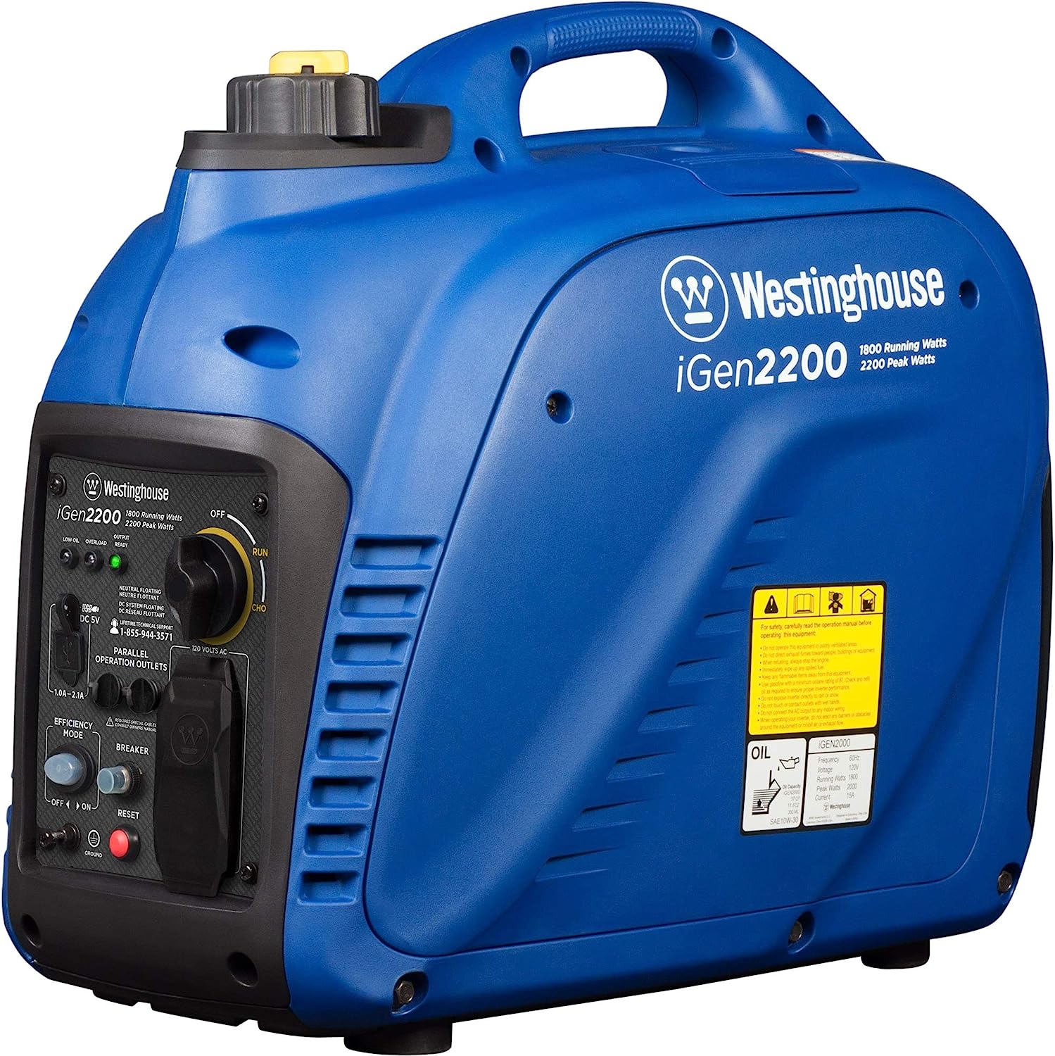 Westinghouse iGen2200c Inverter Generator 1800W/2200W 20 Amp Recoil Start Gas with CO Sensor New