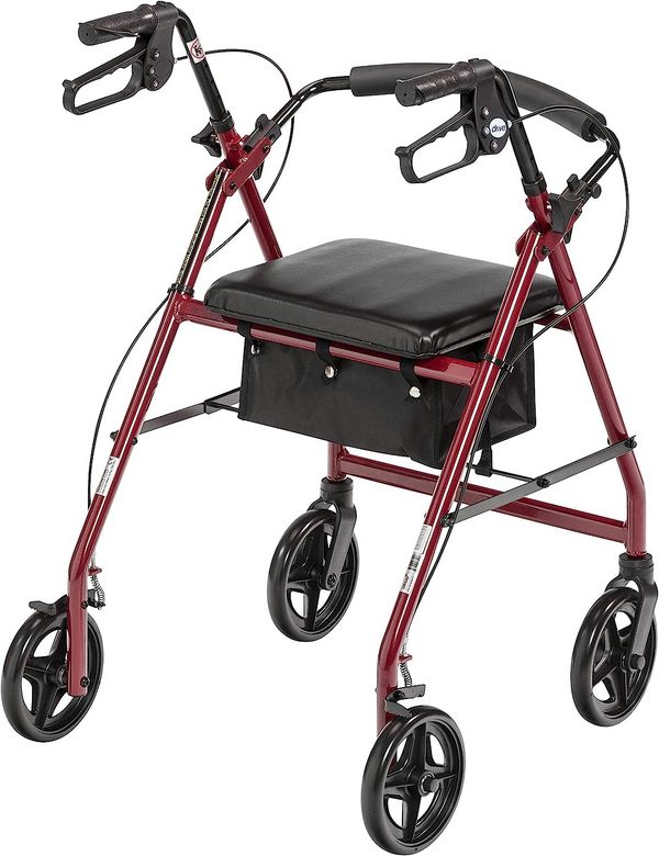 Drive Medical R728RD Aluminum Rollator Walker 4 Wheels 7.5" Casters Re