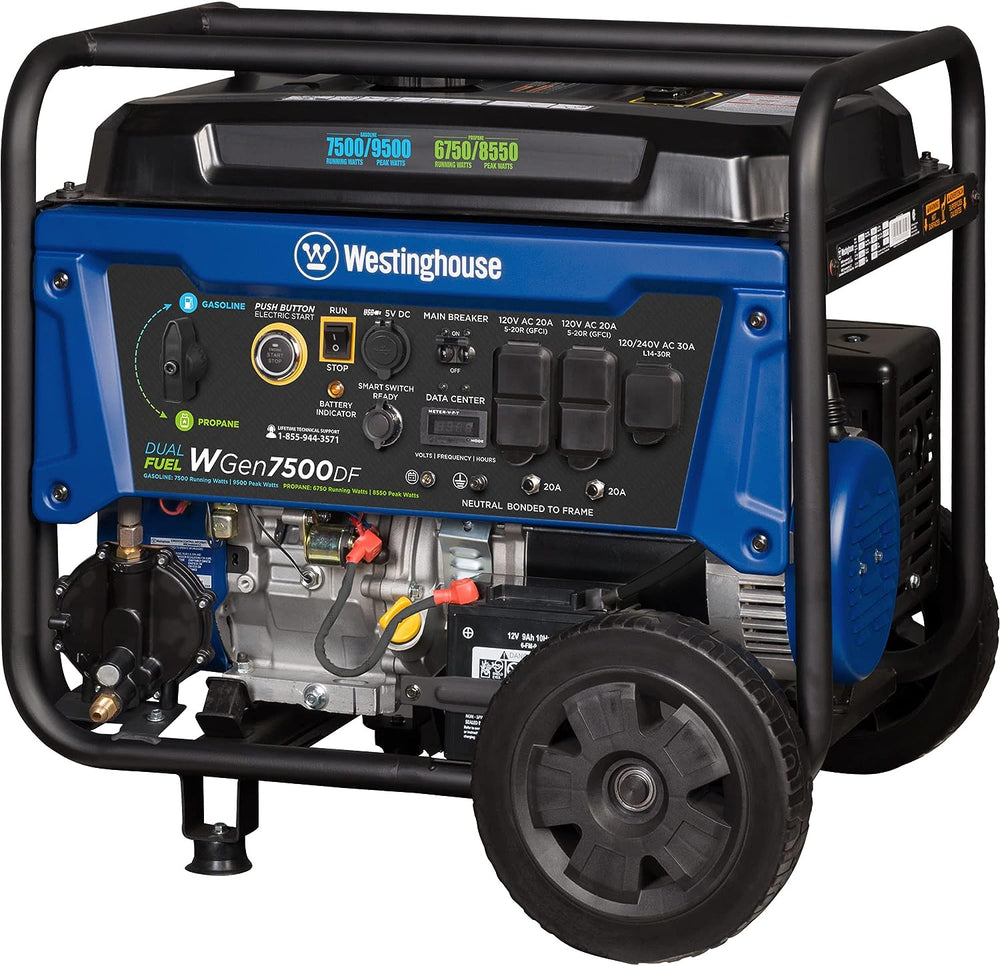 Westinghouse WGen7500DF Generator 7500W/9500W 30 Amp Remote Start Dual Fuel New