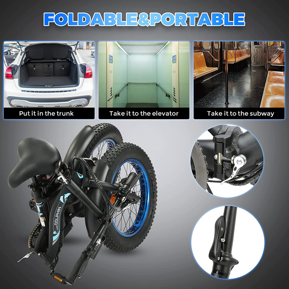 ecotric powerful fat tire electric bicycle Ecotric Dolphin E-Bike 36V 12.5AH 500W 21-23 MPH 20" Fat Tire Folding – FactoryPure