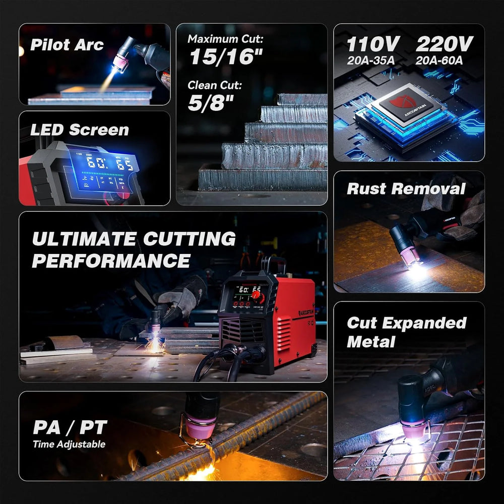 Arccaptain CUT60 HF Plasma Cutter Non-Touch Pilot Arc 60A Dual Voltage 110/220V New