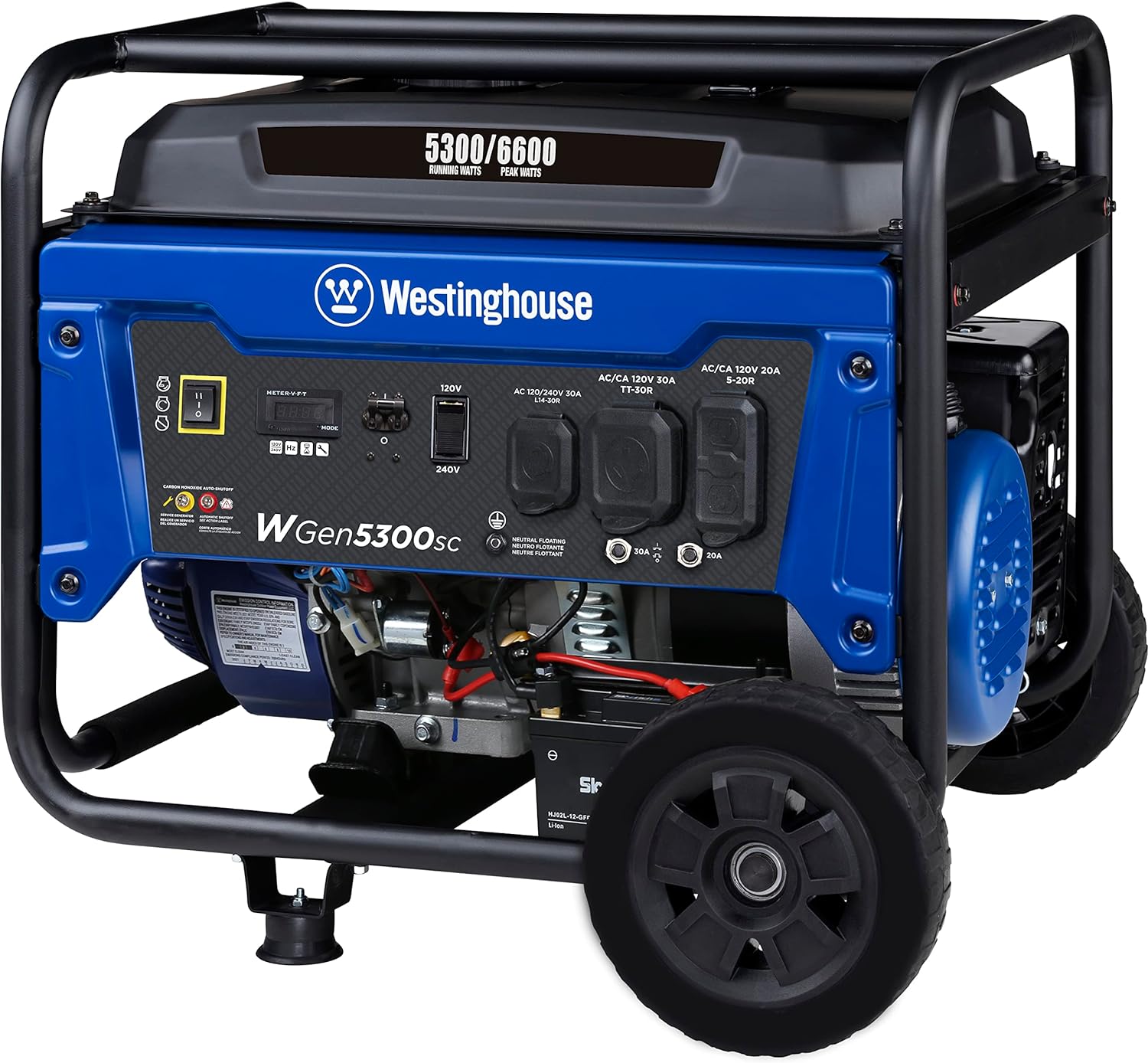Westinghouse WGen5300sc Generator 5300W/6600W 30 Amp Electric Start Gas with CO Sensor New