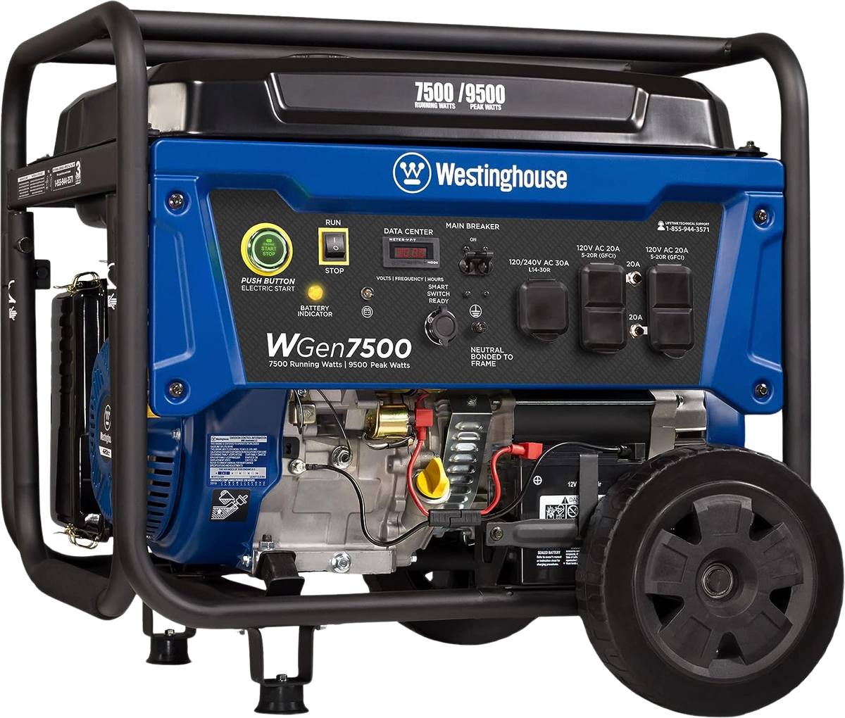 Westinghouse WGen7500 Generator 7500W/9500W 30 Amp Remote Start Gas Ne ...