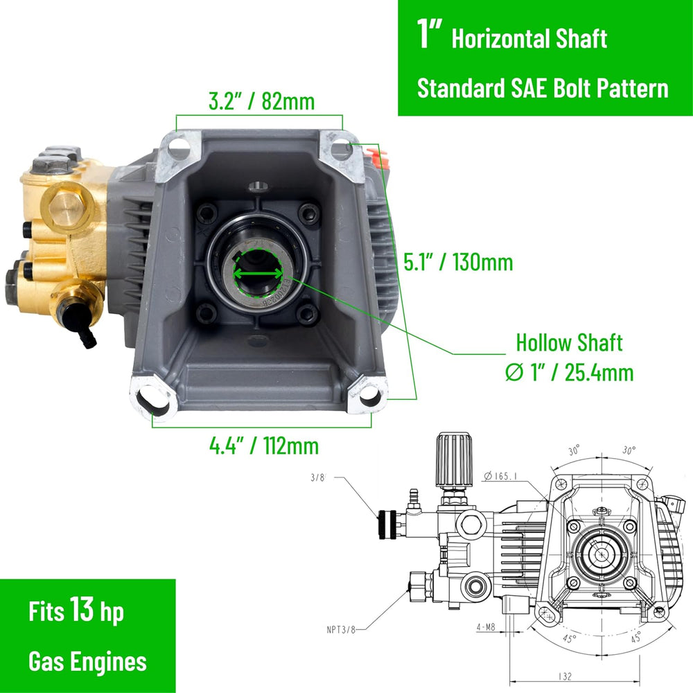 Canpump 321112 Pressure Washer Pump CF 3257 G 3200 PSI 5.7 GPM 1" Shaft New