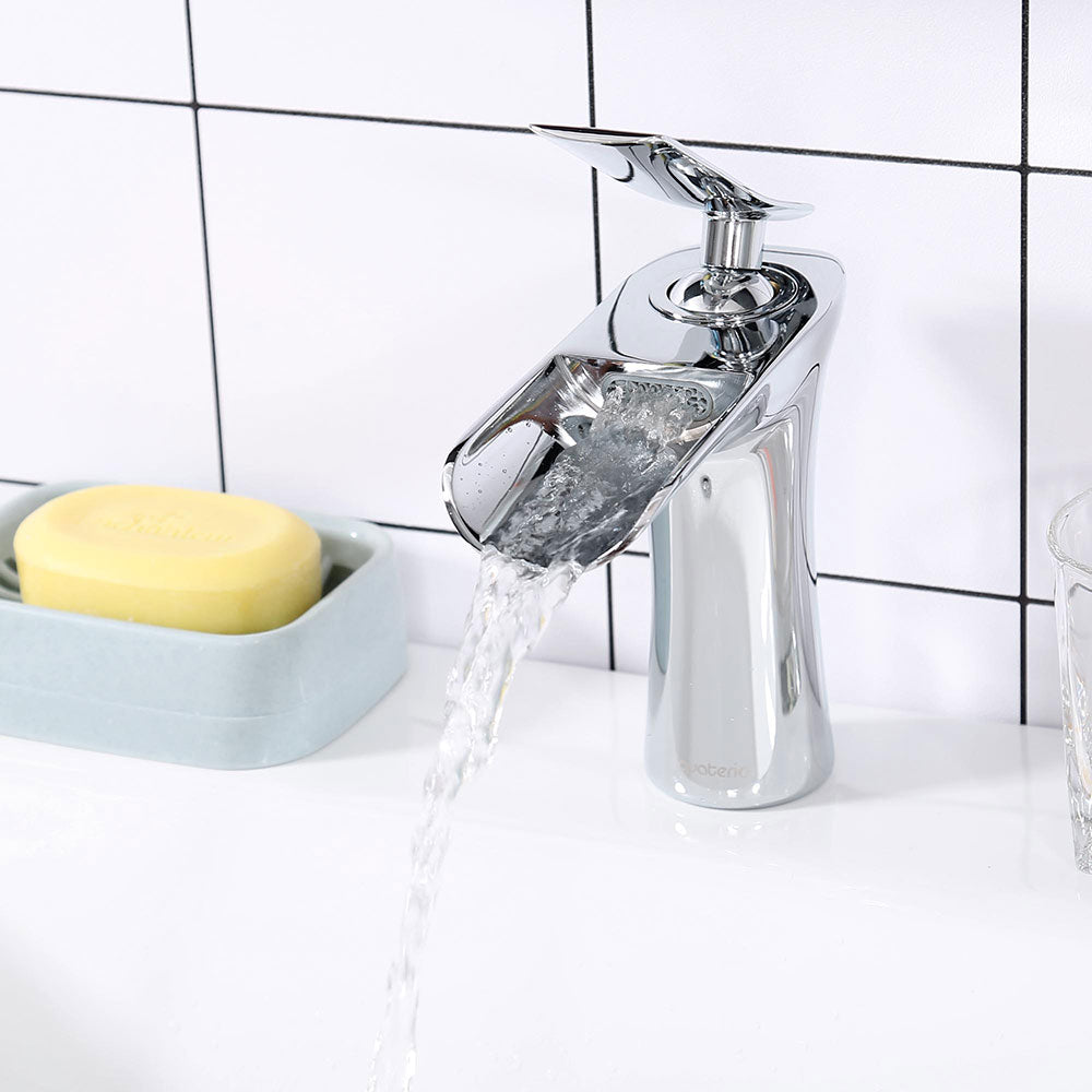 Yescom Waterfall Bathroom Sink Faucet 1-Handle Cold & Hot 6.5"H New