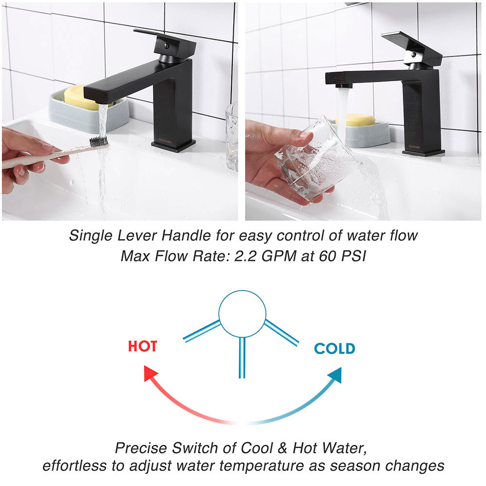 Yescom Bathroom Sink Faucet Square 1-Handle Cold & Hot Brushed Nickel New