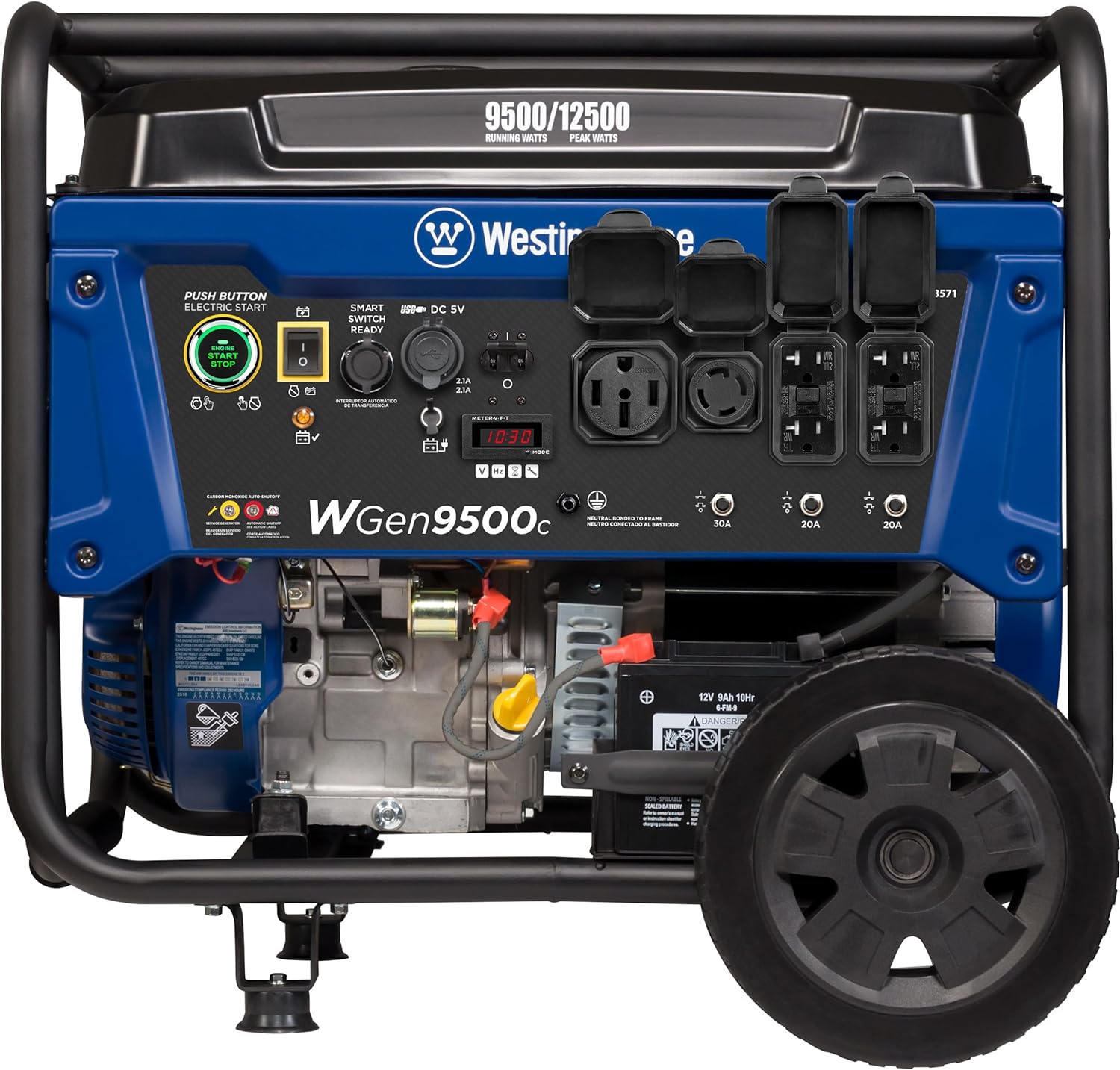 Westinghouse WGen9500c Generator 9500W/12500W 50 Amp Remote Start Gas with CO Sensor New