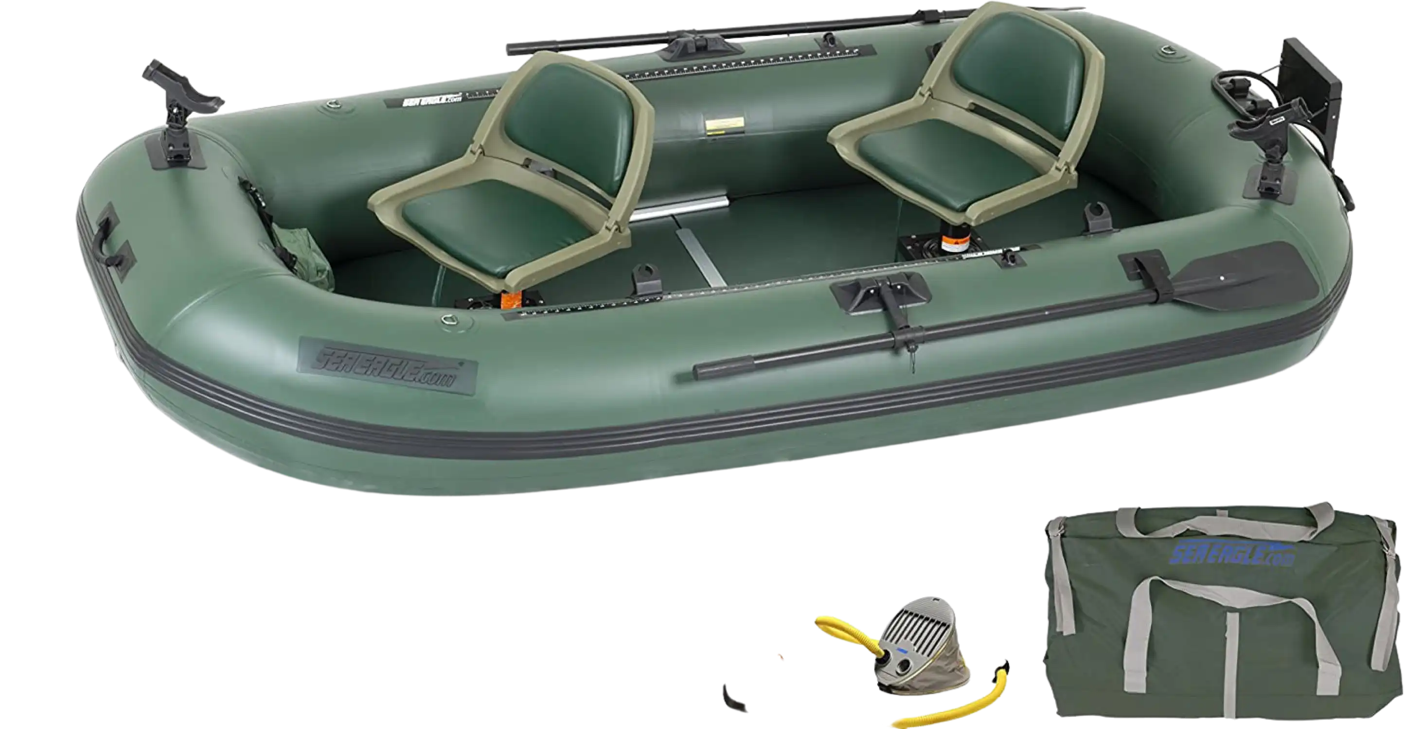 Sea Eagle Stealth Stalker STS10 Inflatable Portable Frameless Fishing Boat Pro Package Green STS10K_P New